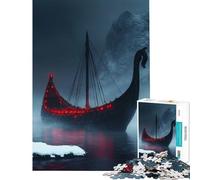 Puzzle per adulti da 1000 pezzi Nave vichinga nella nebbia Giocattolo educativo rompicapo per tutta la famiglia donne e uomini (dimensioni 38x26cm)