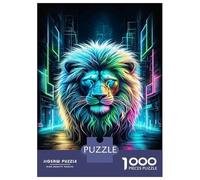Puzzle Per Adulti Da 1000 Pezzi Neon Lion Wall Art Print-1 Puzzle Giochi Rilassanti Decorazione Perfetta Regali Unici Per Compleanno E Natale 38x26cm/1000pcs