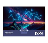 Puzzle Per Adulti Da 1000 Pezzi Neon Mountains Sunset Art Print Puzzle Per Adulti Gioco Rompicapo Analisi E Logica Attività Divertenti Da Fare A Casa, 52x38cm/1000pcs