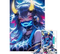 Puzzle per adulti da 1000 pezzi Neon Oni Girl Difficile e impegnativo Giocattolo difficile Decorazione da parete per adulti dai 14 anni in su (38x26cm)
