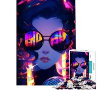 Puzzle per adulti da 1000 pezzi Neon Singer con occhiali da sole riflettenti Gioco educativo Giocattolo didattico Regalo di Babbo Natale segreto Migliora la memoria (Dimensioni 38x26cm)