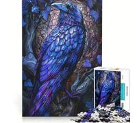 Puzzle per adulti da 1000 pezzi "Nido di corvo e vetrate colorate", gioco pratico, ideale per passare il tempo durante le vacanze, con poster e foglio di curiosità abbinati 38x26cm