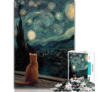 Puzzle per adulti da 1000 pezzi, Night Sky, cielo notturno, gatto, attività per famiglie, divertimento a casa, regalo di compleanno, regali da viaggio (75x50cm)