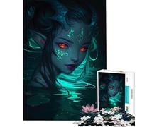 Puzzle per adulti da 1000 pezzi Ninfa acquatica mistica con occhi luminosi gioco impossibile giocattolo educativo regalo di Babbo Natale segreto per divertimento in famiglia (dimensioni 38x26cm)