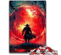 Puzzle per adulti da 1000 pezzi Ninja sotto la luna di sangue, antistress, sfida difficile, migliora l'amore tra coppie, 26x38cm