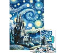 Puzzle per adulti da 1000 pezzi Notte stellata Castello Van Go Puzzle per adolescenti Giochi rilassanti Regalo per donne Compleanno (Dimensioni 38x26cm)