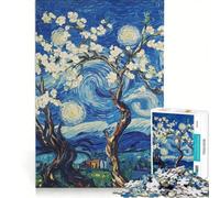 Puzzle per adulti da 1000 pezzi "Notte stellata e mandorli in fiore" gioco educativo decorazione per la casa ideale come regalo 50x75cm
