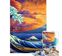 Puzzle per adulti da 1000 pezzi Notte stellata Onde Giappone Puzzle per adolescenti ideale per passare il tempo durante le vacanze come regalo di compleanno o di Natale 50x75cm