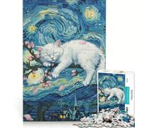 Puzzle per adulti da 1000 pezzi "Notte stellata - Pisolo del gatto" gioco per famiglie rilassante e stimolante idea regalo 50x75cm