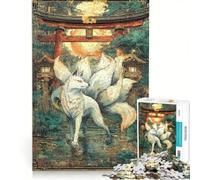 Puzzle per adulti da 1000 pezzi "Nove code sotto il torii al tramonto" decorazione da parete regalo di compleanno per rafforzare l'amore tra le coppie 50x75cm