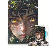 Puzzle per adulti da 1000 pezzi "Occhi di fuoco selvaggio nell'abbraccio della natura" gioco educativo impegnativo da completare ideale per compleanno e Natale 50x75cm