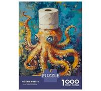Puzzle Per Adulti Da 1000 Pezzi Octopus with Toilet Paper Hat Puzzle Per Adolescenti Giochi Per Famiglie Assemblaggio Di Modelli Attività Divertenti A Casa 52x38cm/1000pcs