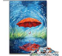 Puzzle per adulti da 1000 pezzi, ombrello rosso in una giornata piovosa, aiuta il cervello a esercitare i giocattoli avvincenti per coltivare la pazienza, decorazione perfetta, 50x75cm