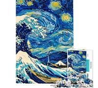 Puzzle per adulti da 1000 pezzi "Onda stellata" di Van Gogh incontra Hokusai Puzzle per ragazzi ideale per passare il tempo in casa durante le vacanze Un gioco di sfida unico 50x75cm