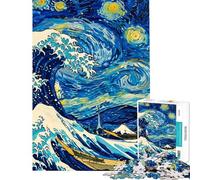 Puzzle per adulti da 1000 pezzi Onda stellata Van Gogh incontra Hokusai Puzzle per ragazzi ideale per passare il tempo in casa durante le vacanze un gioco divertente e stimolante 38x26cm