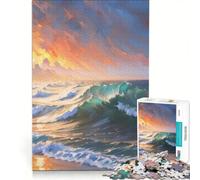 Puzzle per adulti da 1000 pezzi "Onde della costa all'alba", gioco pratico, impegnativo da completare, collezione d'artista, belle arti 50x75cm