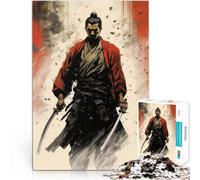 Puzzle per adulti da 1000 pezzi Opera d'arte del guerriero samurai Fatto di legno Adatto a partire dai 14 anni Antistress Sfida difficile Regalo per i compleanni misurare：50x75cm