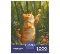 Puzzle Per Adulti Da 1000 Pezzi Orange Cat And Butterfly in Garden Puzzle Per Adulti Gioco Pratico Difficile Difficile Regali Unici Per Compleanno E Natale 38x26cm/1000pcs
