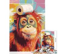 Puzzle per adulti da 1000 pezzi Orango con carta igienica sulla testa decorazione per la casa giocattoli regalo per compleanni giochi per famiglie migliorare l'amore tra coppie dimensioni 50x75cm
