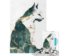 Puzzle per adulti da 1000 pezzi oro e verde acqua con disegno di gatto gioco educativo e stimolante ideale per il relax e il miglioramento della memoria regalo di compleanno (dimensioni 50x75cm)