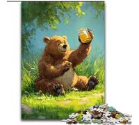 Puzzle per adulti da 1000 pezzi, orso bruno che mangia miele, adatto per bambini dai 14 anni in su, giochi educativi per la casa, giocattoli fai da te, opere d'arte, regalo dimensioni 50x75cm