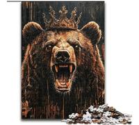 Puzzle per adulti da 1000 pezzi, orso bruno reale, attività di legame familiare, regalo per la casa, gioco di ruolo per famiglie (dimensioni 26x38cm)