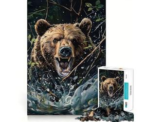 Puzzle per adulti da 1000 pezzi: orso che si fa strada tra i rami del sottobosco,gioco divertente e stimolante,regalo per rilassarsi,decorazione natalizia da parete (38x52cm)