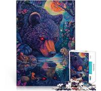 Puzzle per adulti da 1000 pezzi “Orso dagli occhi rossi” Fatto di legno，per e da 14 anni in su giochi divertenti per famiglie ottimo regalo di Natale。misurare：50x75cm/19.68x29.52pollice