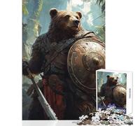 Puzzle per adulti da 1000 pezzi,orso eroico guerriero,decorazioni per la casa,giocattoli,idee regalo,gioco rompicapo,migliora l'amore tra coppie,dimensioni 38x52cm