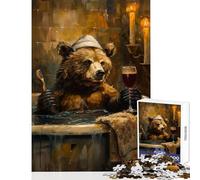 Puzzle per adulti da 1000 pezzi orso nella vasca da bagno bicchiere di vino giocattolo educativo regalo per donne e uomini gioco rompicapo allena il cervello e le mani dimensioni 38x26cm