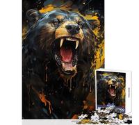 Puzzle per adulti da 1000 pezzi orso nero che ringhia giocattolo educativo idee regalo per giochi educativi che migliorano l'amore tra coppie dimensioni 38x26cm