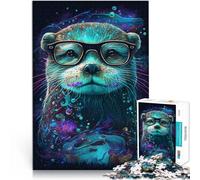 Puzzle per adulti da 1000 pezzi Otter indossa occhiali Gioco di pensiero 26x38cm Promuove l'amore tra coppie per adolescenti dai 14 anni in su.