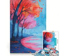 Puzzle per adulti da 1000 pezzi paesaggio autunnale ad acquerello con alberi rossi gioco educativo per divertimento in famiglia ideale come regalo per tutta la famiglia 38x26cm