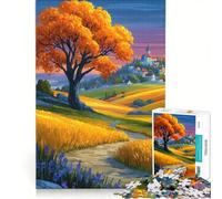 Puzzle per adulti da 1000 pezzi, paesaggio autunnale con villaggio e albero, antistress, difficile e stimolante, bellissimo gioco dal design 50x75cm