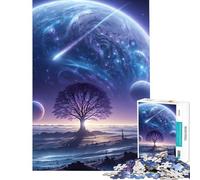 Puzzle per adulti da 1000 pezzi: Paesaggio cosmico con alberi e pianeti Impegnativo da completare gioco manuale difficile adatto a persone dai 14 anni in su (38x26cm)