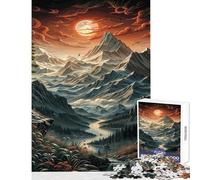 Puzzle per adulti da 1000 pezzi,paesaggio di montagna con fiume e tramonto,giocattolo,decorazione da parete,opera d'arte,regalo,gioco educativo con poster abbinato e quiz,dimensioni del foglio 50x75cm