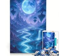 Puzzle per adulti da 1000 pezzi, paesaggio fantastico con luna e fiume, gioco pratico, ideale per passare il tempo durante le vacanze a casa e per rafforzare l'amore di coppia 38x26cm