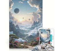 Puzzle per adulti da 1000 pezzi: Paesaggio fantastico con pianeti e nuvole, gioco divertente, rilassante per la mente, per rafforzare l'amore di coppia 50x75cm