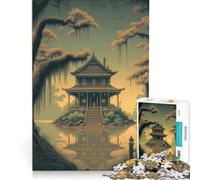 Puzzle per adulti da 1000 pezzi, paesaggio giapponese antico, gioco pratico, ideale per passare il tempo durante le vacanze, per rafforzare l'amore di coppia 38x26cm