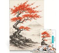 Puzzle per adulti da 1000 pezzi, paesaggio giapponese con albero rosso e montagna, gioco rompicapo, impegnativo da completare, collezione d'artista, opera d'arte 50x75cm