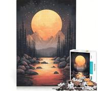 Puzzle per adulti da 1000 pezzi paesaggio giapponese con montagna e lago al chiaro di luna gioco pratico difficile e stimolante ideale come regalo per tutta la famiglia 50x75cm