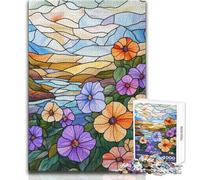 Puzzle per adulti da 1000 pezzi, paesaggio in vetro colorato, bellissimo design, analisi del gioco e logica, regali di Babbo Natale segreto, dimensioni 38x26cm