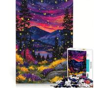 Puzzle per adulti da 1000 pezzi, paesaggio incantato della foresta al crepuscolo, gioco rilassante, difficile, lista dei desideri con Babbo Natale 50x75cm