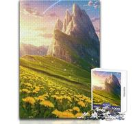 Puzzle per adulti da 1000 pezzi Paesaggio montano con denti di leone e cometa, gioco rompicapo divertente e umoristico, ottimo regalo per i giochi (dimensioni 38x52cm)