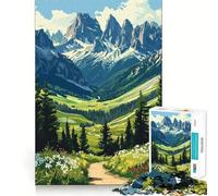 Puzzle per adulti da 1000 pezzi,paesaggio montano e vallivo con sentiero escursionistico,taglio perfetto,divertente sfida intelligente,gioco tranquillo,regalo artistico di Natale (38x52cm)