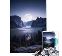 Puzzle per adulti da 1000 pezzi paesaggio montano illuminato dalla luna gioco impossibile sfida per l'intelligenza giocattolo avvincente regalo di compleanno per divertimento in famiglia (75x50cm)
