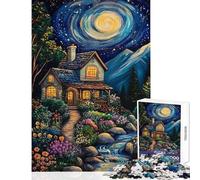 Puzzle per adulti da 1000 pezzi paesaggio notturno casa gioco impossibile regalo di compleanno decorazione per la casa giocattolo che aiuta ad allenare il cervello (38x52cm)