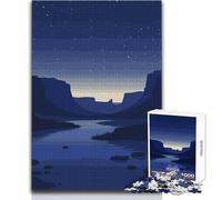 Puzzle per adulti da 1000 pezzi, paesaggio notturno del canyon con fiume, gioco di sfida unico, opera d'arte con taglio di precisione, regalo, dimensioni 50x75cm