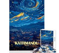 Puzzle per adulti da 1000 pezzi paesaggio notturno di Kathmandu Nepal Puzzle artistico da 1000 pezzi per la decorazione della casa giocattolo regalo di compleanno (50x75cm)
