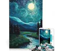Puzzle per adulti da 1000 pezzi paesaggio notturno stellato con fiume gioco rilassante ideale per passare il tempo durante le vacanze ottimo regalo per gli appassionati di videogiochi 38x26cm